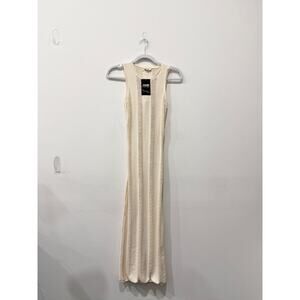 Fleur Du Mal Sleeveless Crochet Knit Bodycon Maxi Dress Cream Women's Size XS